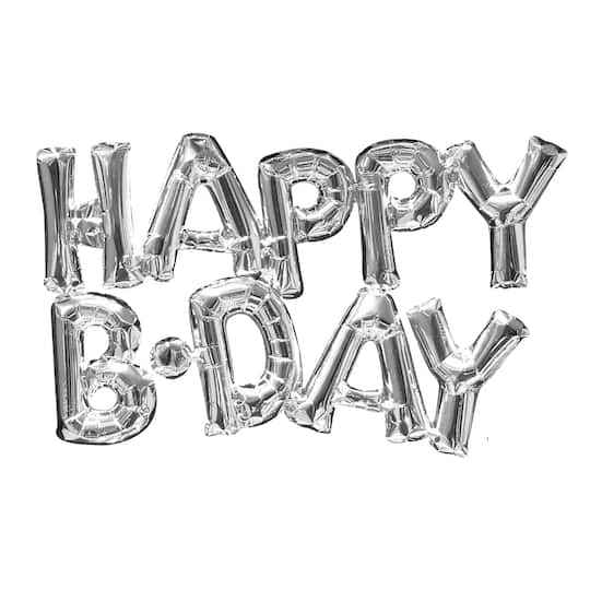 30" Silver Happy B-Day Foil Balloon By Anagram | Michaels